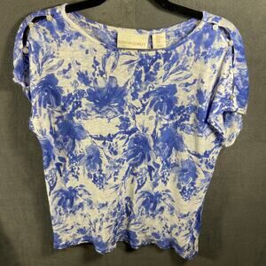 cynthia rowley women linen top xs coastal grandma beachy floral dainty feminine